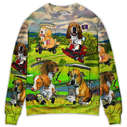 Golf Dog Driving Cart Sweater For Playful Everyday Outfits Travel And Comfortable Daily Wear