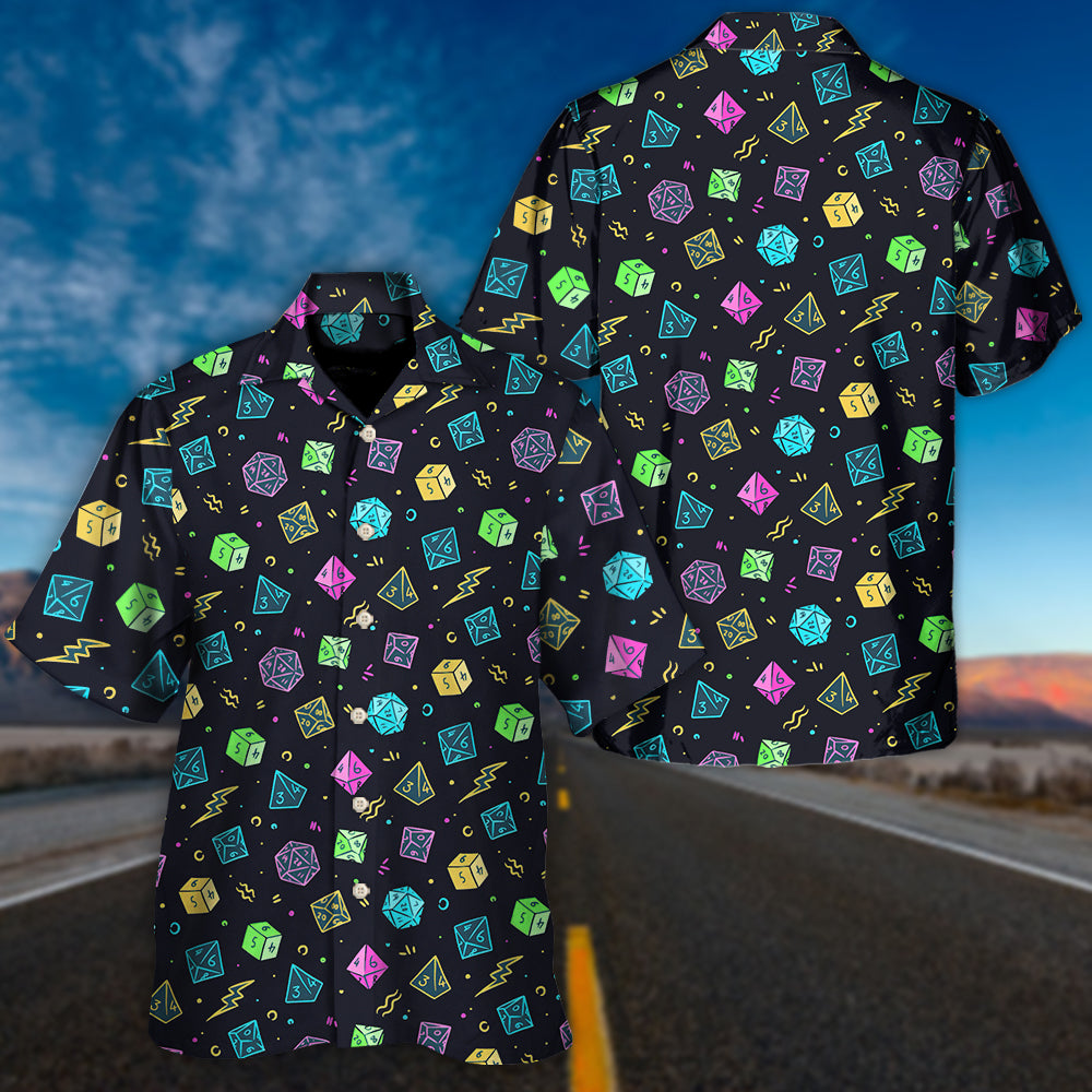 Fantasy Role Dice Hawaiian Shirt For Summer Vacation, Beach Travel, And Casual Wear