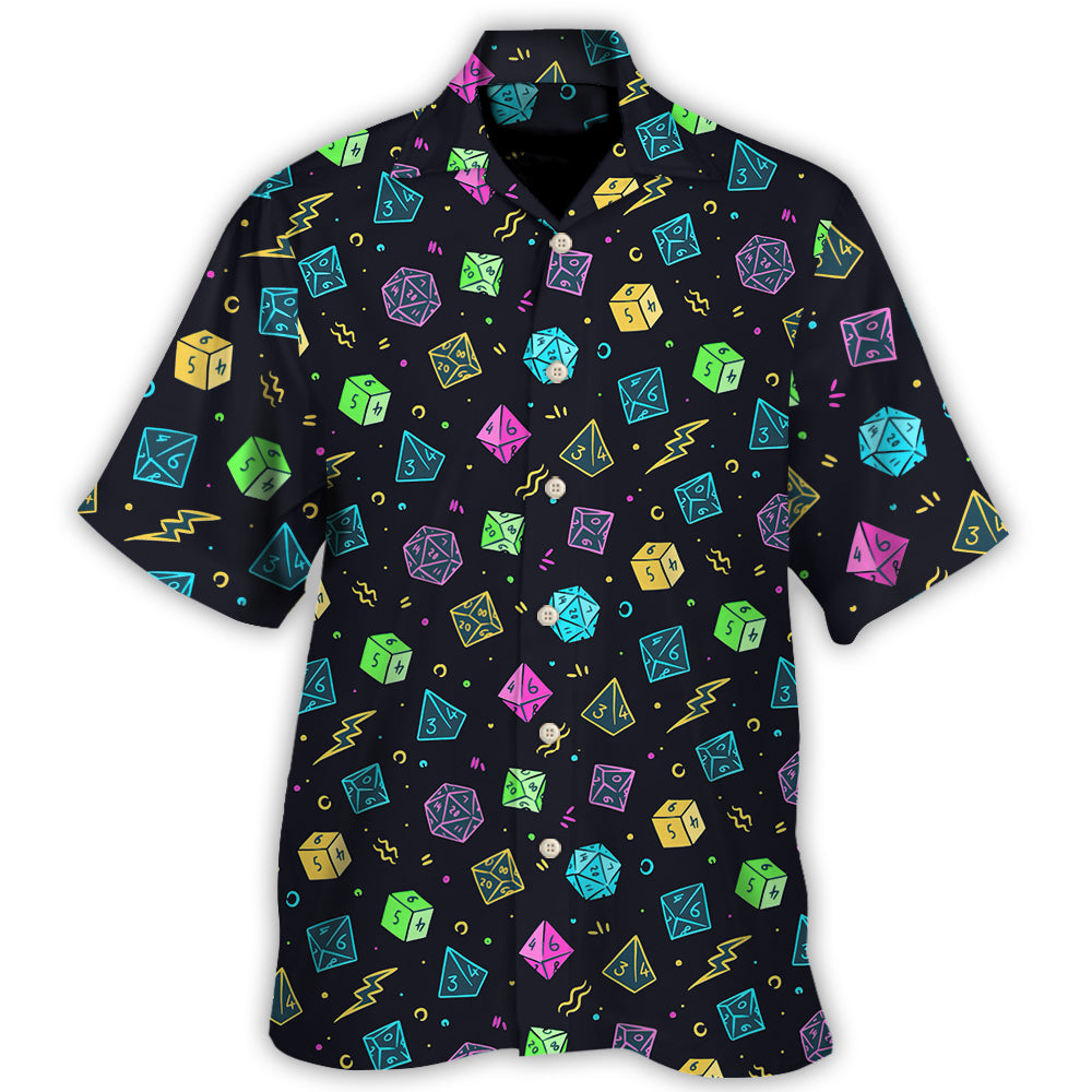Fantasy Role Dice Hawaiian Shirt For Summer Vacation, Beach Travel, And Casual Wear