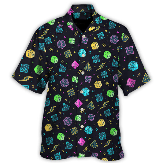 Fantasy Role Dice Hawaiian Shirt For Summer Vacation, Beach Travel, And Casual Wear