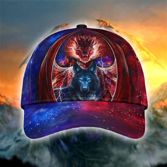 Dragon Wolf All Over Print Classic Cap For Festivals Vacations Outdoor Fun And Daily Comfort
