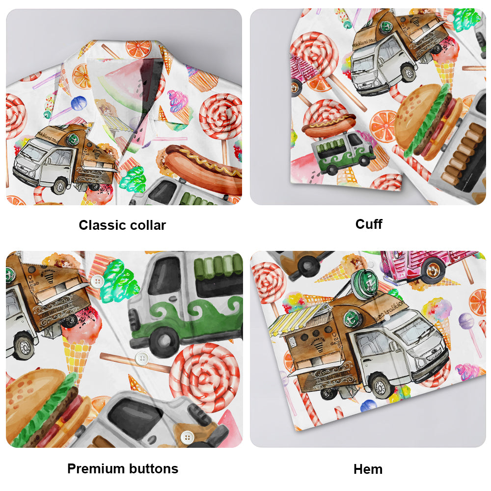 Truck Food Hawaiian Shirt Artwork Detail For Resort Trips And Outdoor Activities
