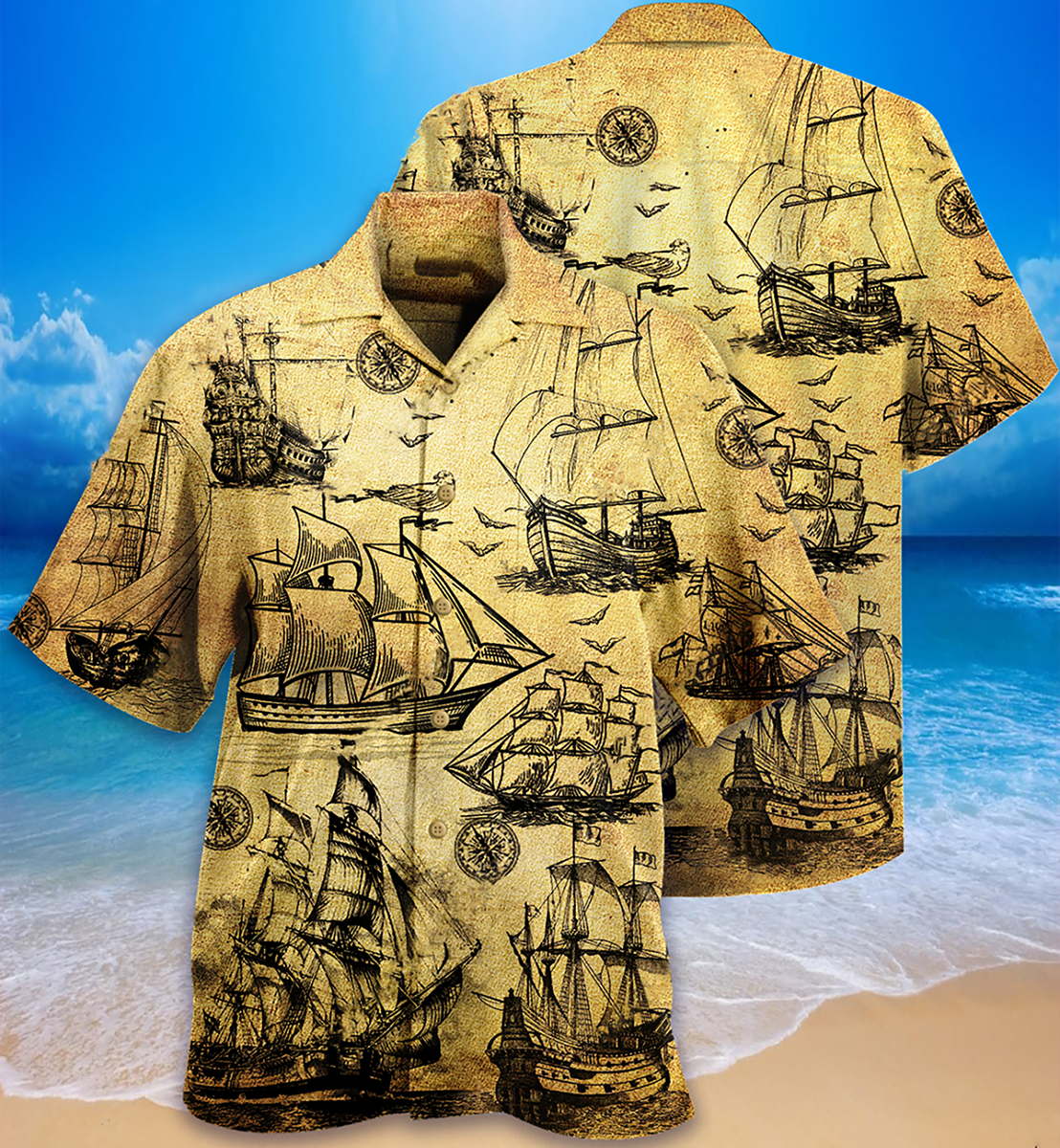 Vintage Sailing Beautiful Hawaiian Shirt For Poolside Relaxation And Sunny Getaways