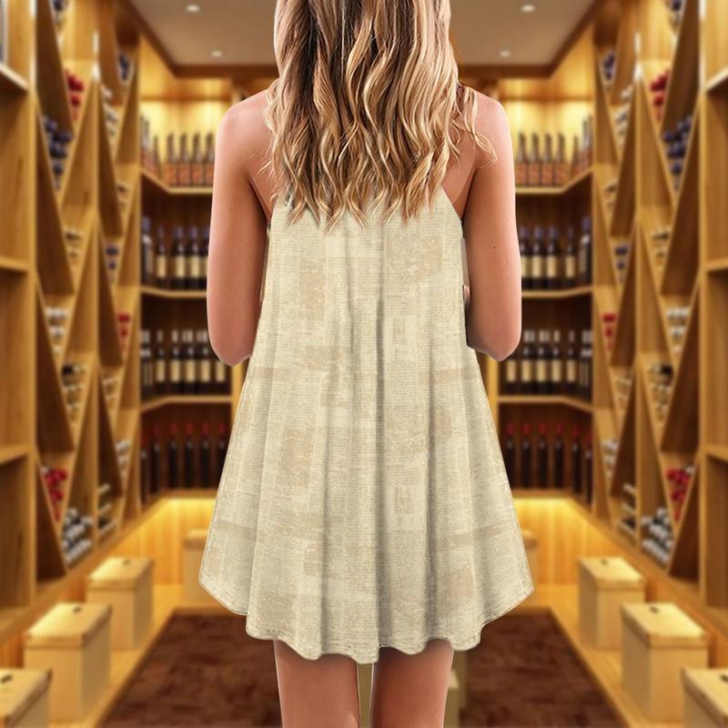 Wine And Easily Distracted V-Neck Sleeveless Cami Dress For Festivals And Relaxed Warm Weather Style