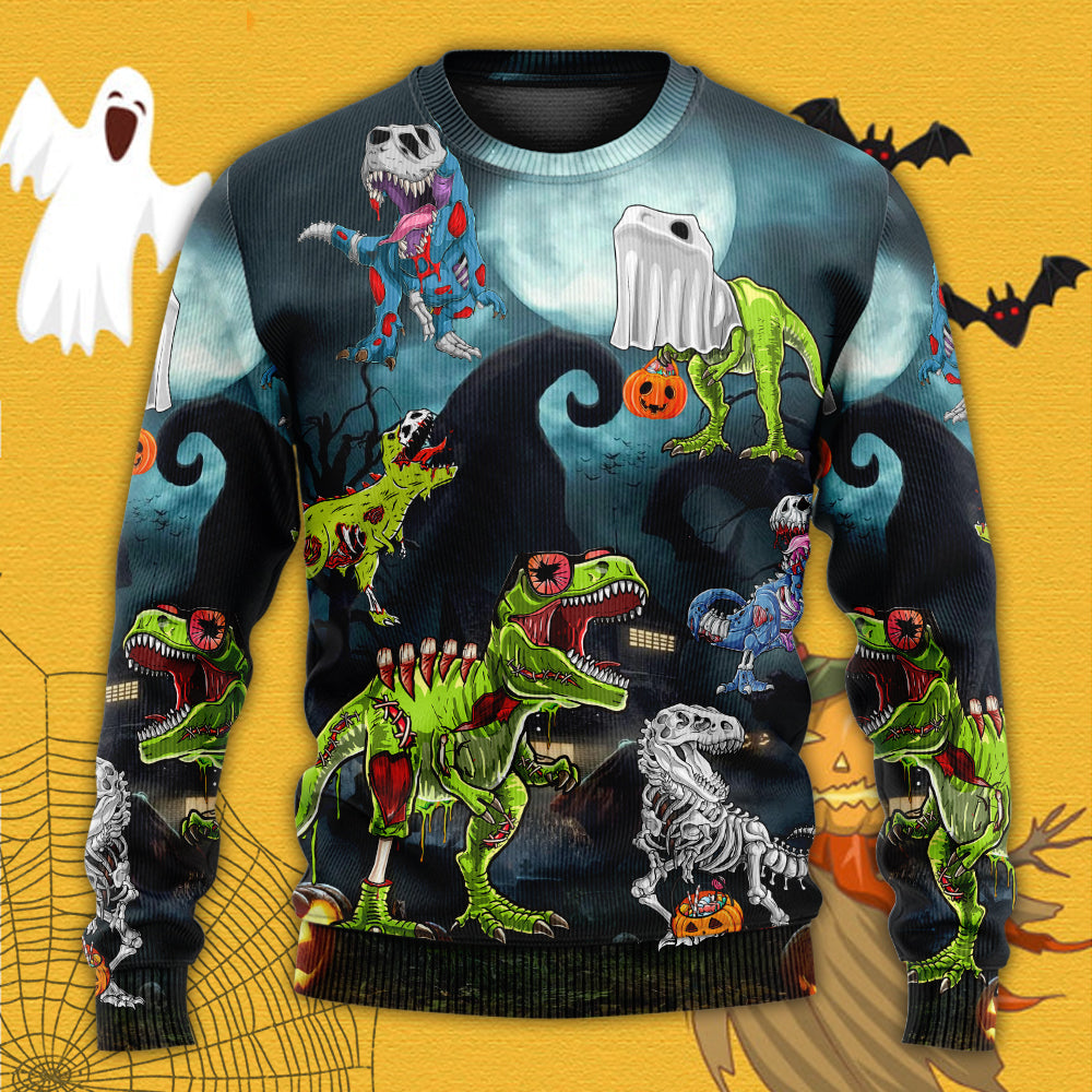 Halloween Dinosaur Fantasy Night Sweater For Art Fans Travel Parties And Distinctive Casual Style