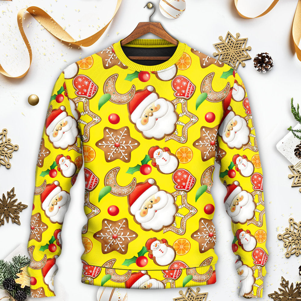 Christmas Santa Snowman Gingerbread Sweets Sweater For Festive Events Weekend Outings And Comfortable Winter Style