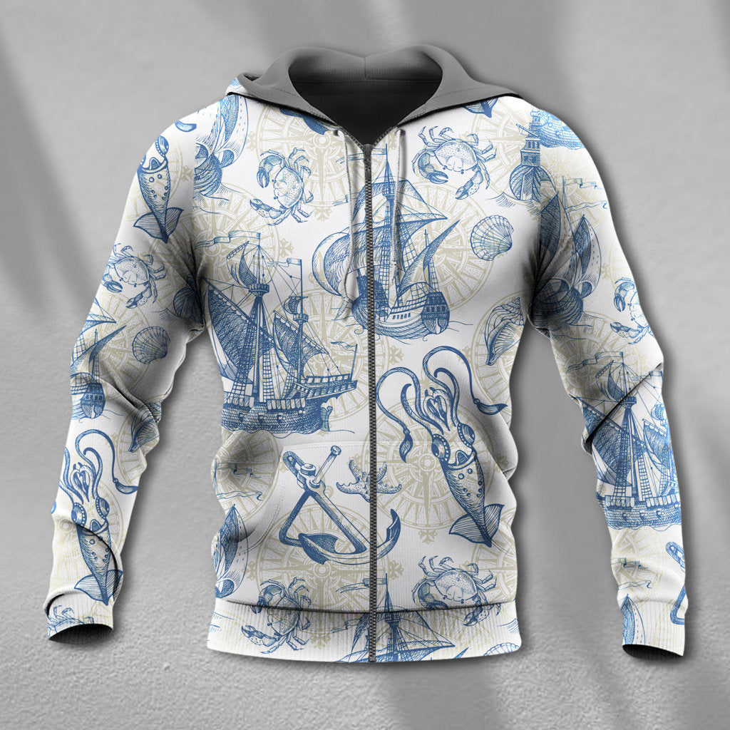 Vintage Sailboat Sea Map Hoodie For Coastal Life Casual Events And Everyday Comfort