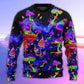 Hippie Mushroom Galaxy Neon Sweater For Colorful Outfits Weekend Events And Thoughtful Gift Giving