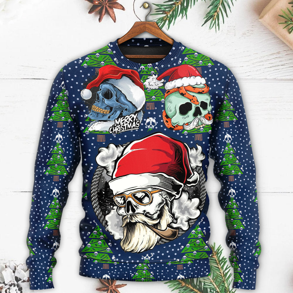 Christmas Skull Santa Hat Snow Sweater For Holiday Parties Family Gatherings And Seasonal Gift Giving