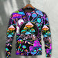 Hippie Mushroom Neon Light Colorful Sweater For Festival Adventures Vacations And Relaxed Daily Styling