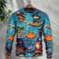 Halloween Owl Witch Night Sky Sweater For Art Fans Travel Parties And Distinctive Casual Style