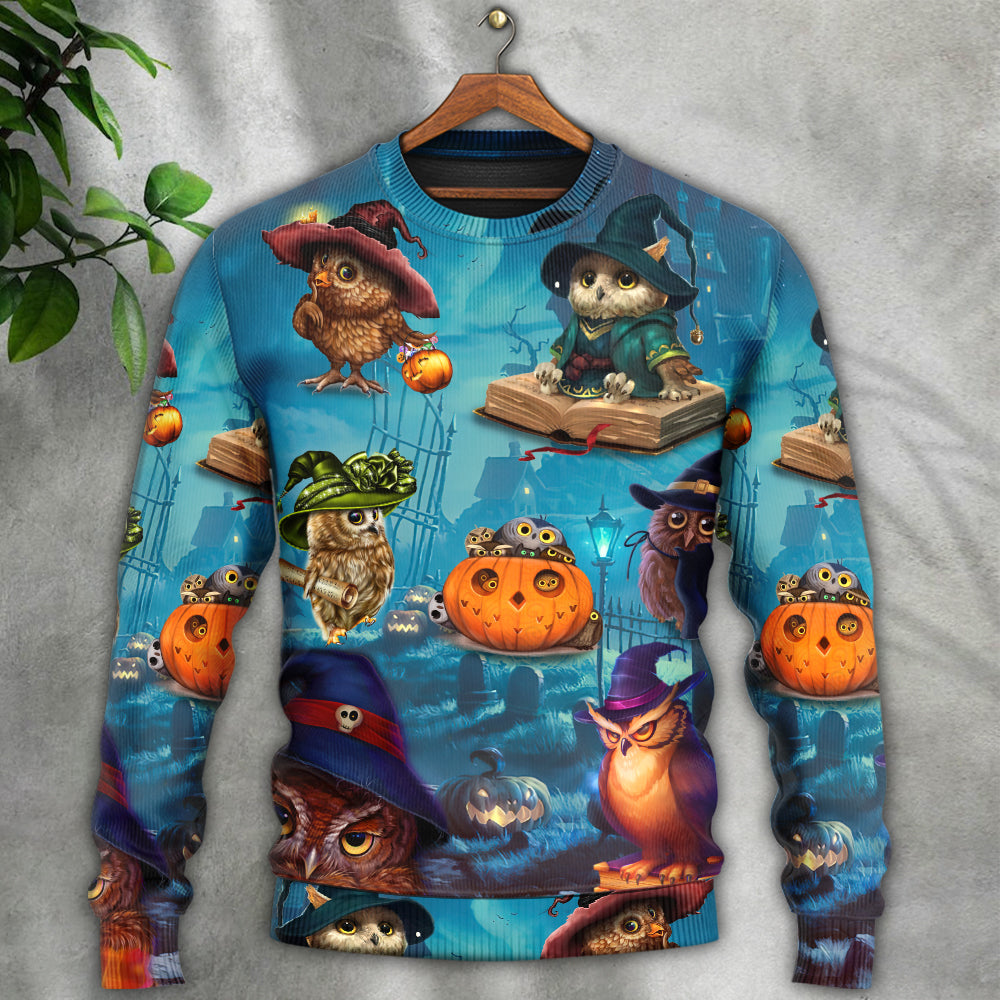 Halloween Owl Witch Night Sky Sweater For Art Fans Travel Parties And Distinctive Casual Style