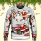 Christmas Santa Gift Snow Painting Sweater For Festive Family Events Casual Wear And Holiday Gift Giving