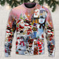 Santa And Snowman Snow Village Sweater For Winter Celebrations Family Events And Thoughtful Gifting