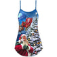Santa Story Christmas Joy V-Neck Sleeveless Cami Dress For Christmas Parties Travel And Bright Seasonal Fashion