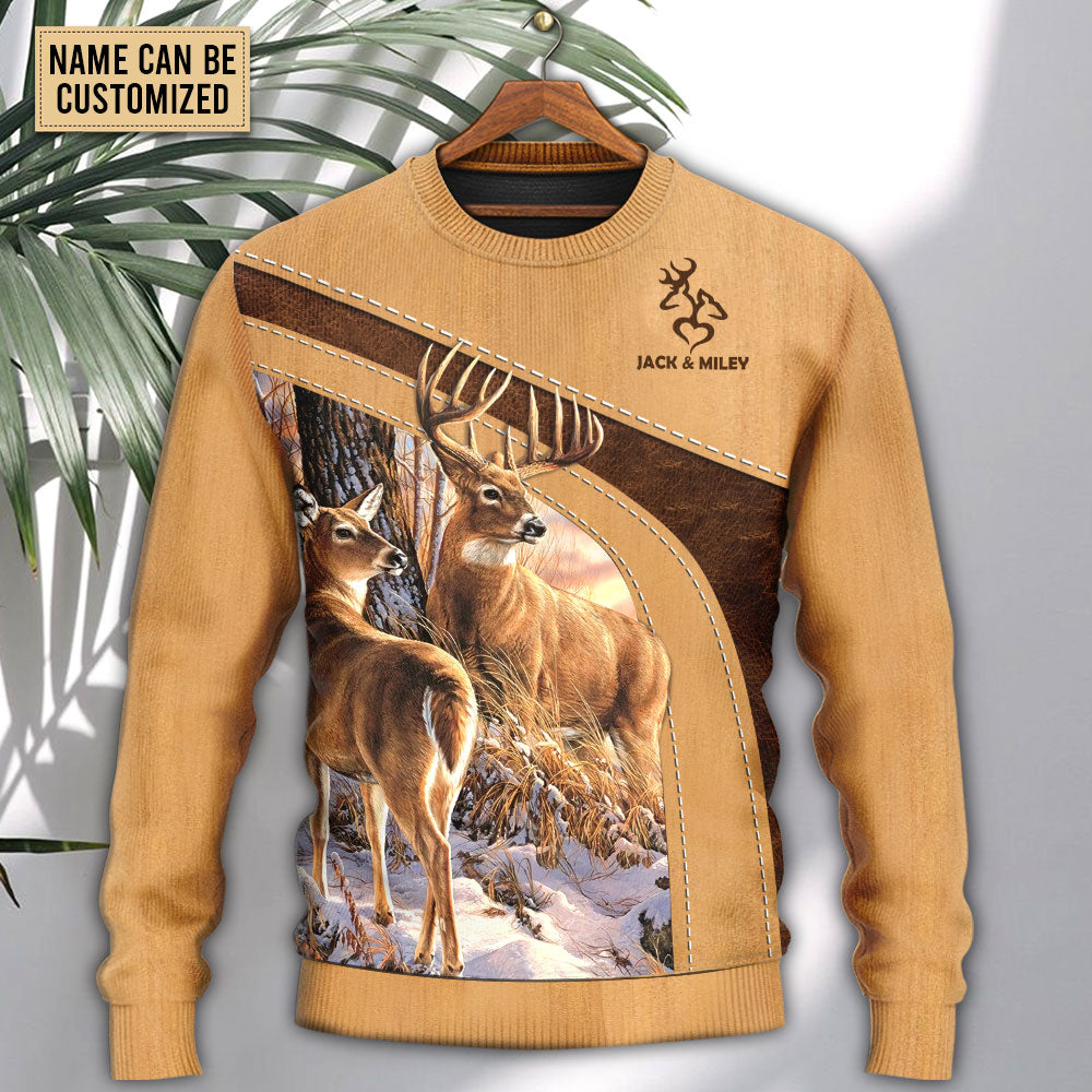 Old Buck And Sweet Doe Wildlife Sweater For Animal Inspired Style Events And Comfortable Daily Wear