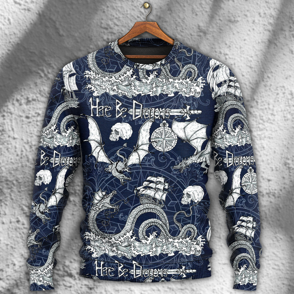 Dragon Skull Old Ship Sea Sweater For Bold Streetwear Travel And Relaxed Everyday Styling