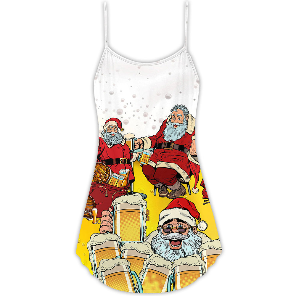 Christmas Santa Wants More Party V-Neck Sleeveless Cami Dress For Summer Events And Comfortable Everyday Style