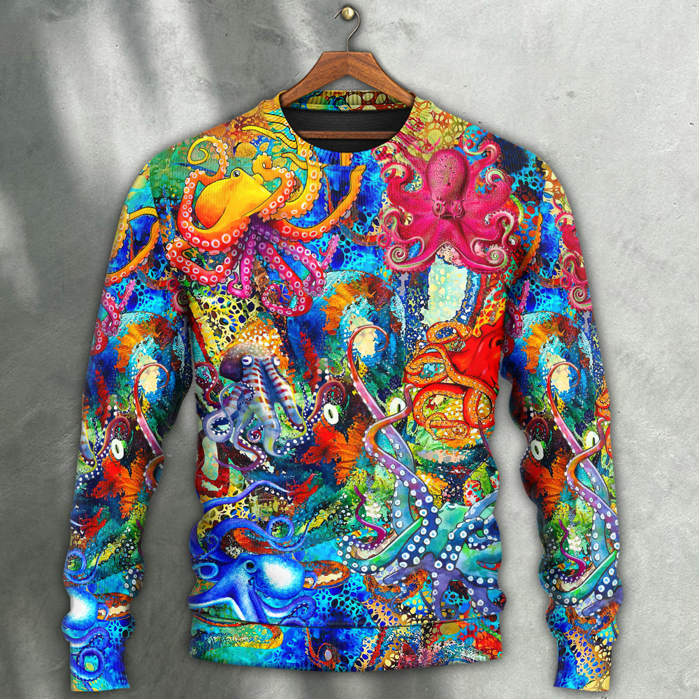 Octopus Colorful Sweater For Vacations Travel And Casual Everyday Wear