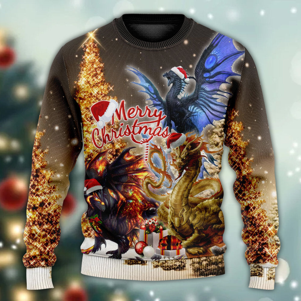 Dragon Merry Christmas Bright Power Sweater For Family Gatherings Winter Travel And Everyday Seasonal Comfort