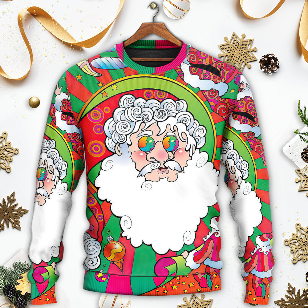 Christmas Colorful Santa Hippie Sweater For Winter Celebrations Family Events And Relaxed Seasonal Styling