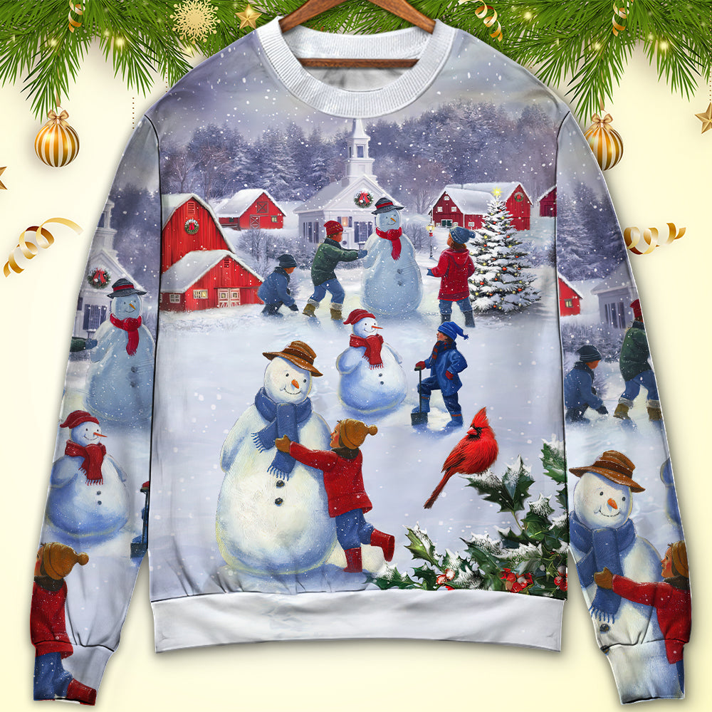 Christmas Children Snowman Town Sweater For Festive Events Weekend Outings And Comfortable Winter Style