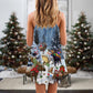 Christmas Moose Snow Holiday V-Neck Sleeveless Cami Dress For Festivals Travel And Relaxed Casual Summer Wear