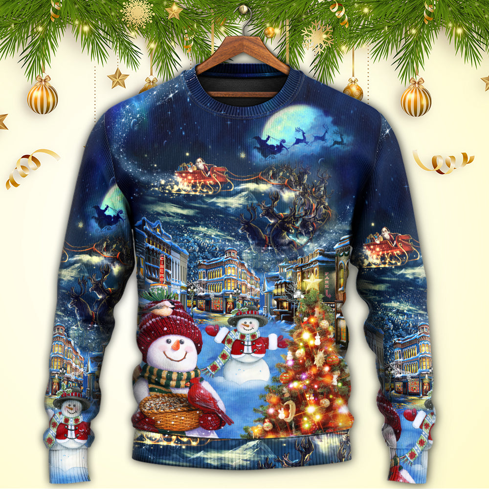 Christmas Family Snowman Santa Holiday Lights Sweater For Festive Family Events Casual Wear And Holiday Gift Giving