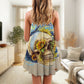 Vintage Skull Sunflower Starry Night V-Neck Sleeveless Cami Dress For Vacations And Casual Warm Weather Wear