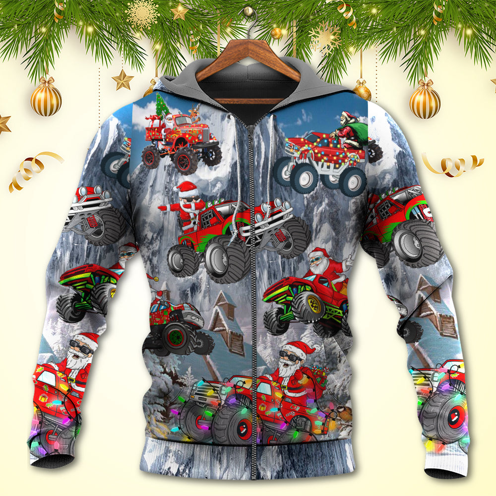 Red Santa Truck Snow Mountain Hoodie For Holiday Vacations Winter Events And Everyday Comfort