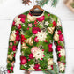 Christmas Fir Tree And Poinsettia Flowers Sweater For Festive Events Weekend Outings And Comfortable Winter Style