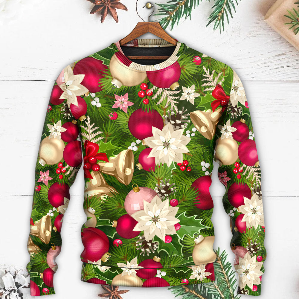 Christmas Fir Tree And Poinsettia Flowers Sweater For Festive Events Weekend Outings And Comfortable Winter Style