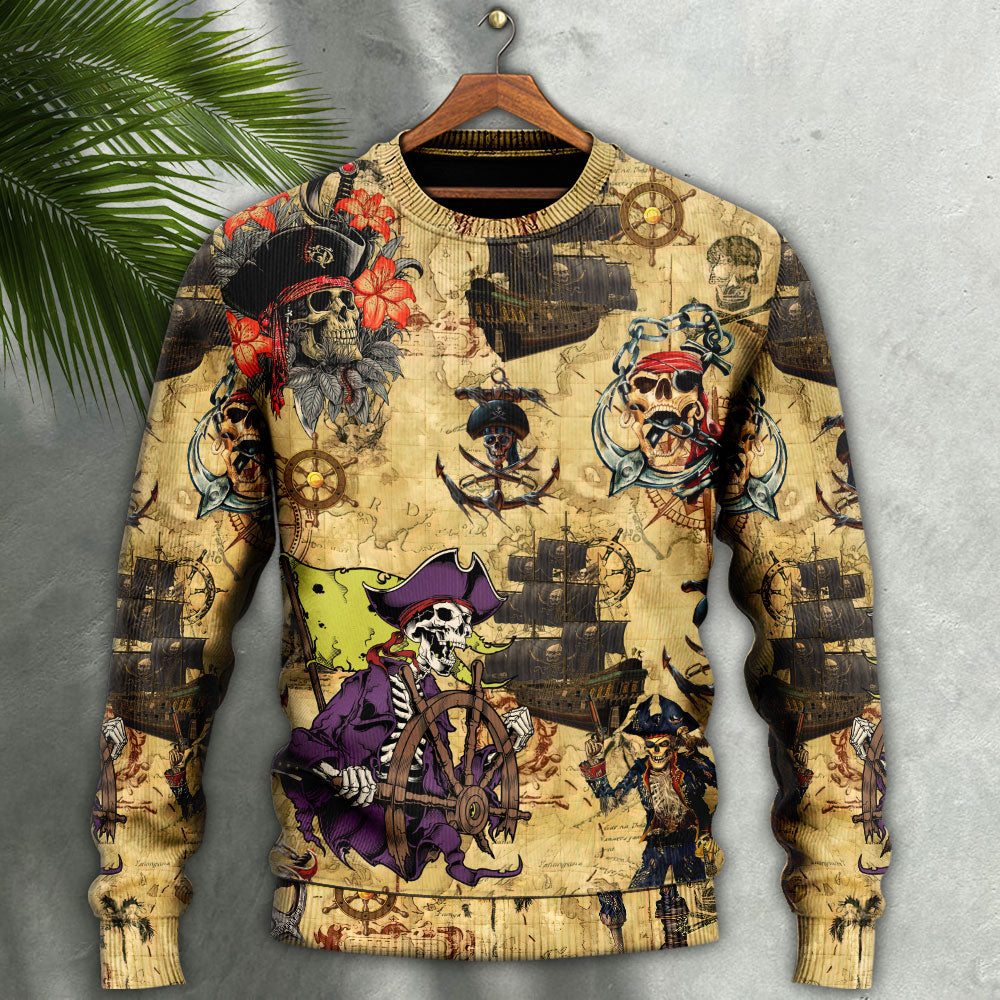 Skull Pirate Dark Adventure Sweater For Bold Streetwear Travel And Relaxed Everyday Styling