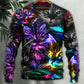 Funny Cat Neon Light Colorful Sweater For Animal Lovers Casual Wear Holidays And Thoughtful Gifting