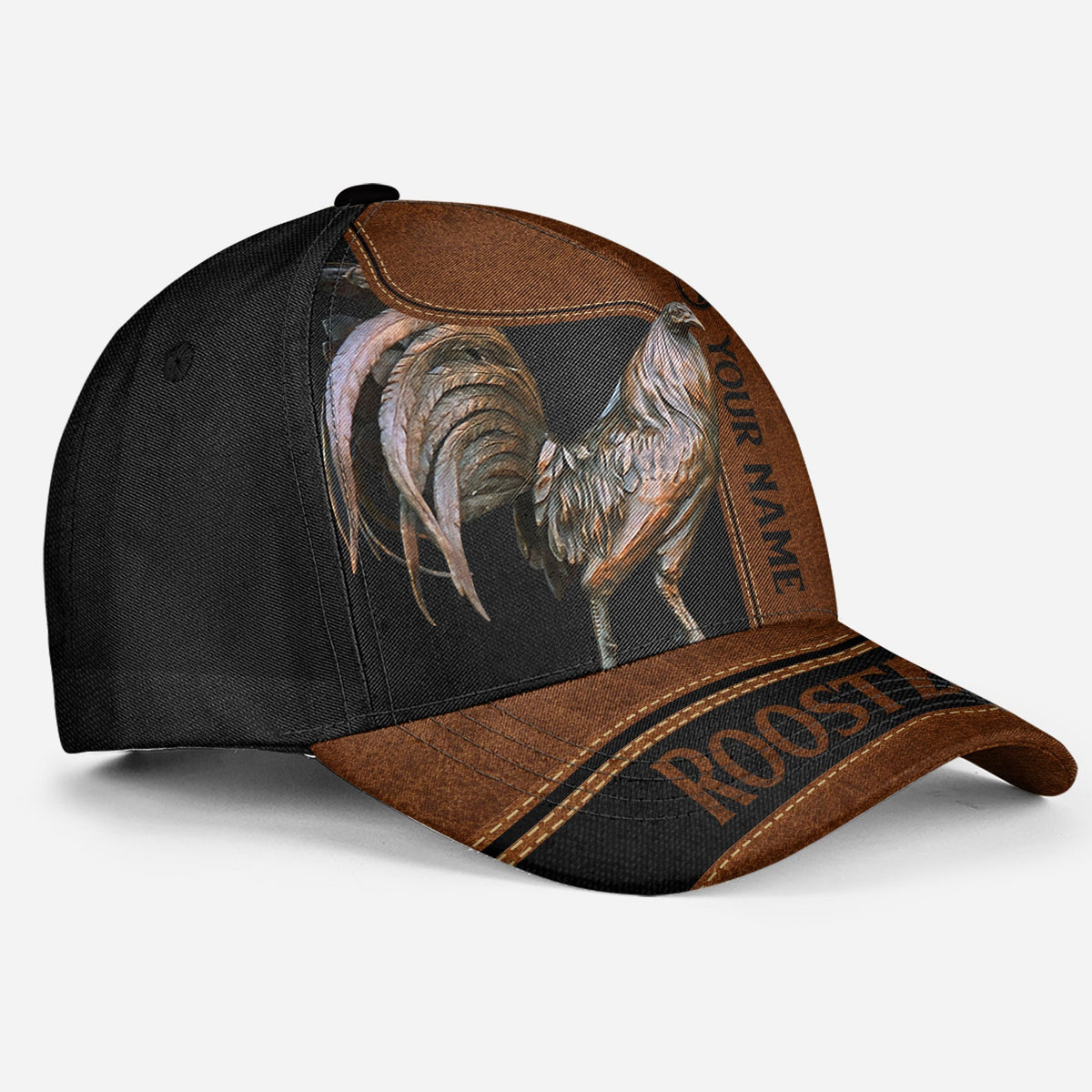 Rooster Leather Personalized Name Classic Cap For Relaxed Daily Style Vacations And Festival Wear