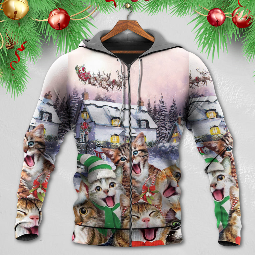 Christmas Cat Only One Need Hoodie For Winter Streetwear Christmas Travel And Seasonal Home Gatherings