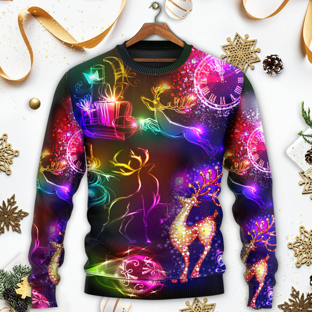 Christmas Reindeer Neon Light Sweater For Seasonal Parties Cozy Gatherings And Thoughtful Holiday Gifts