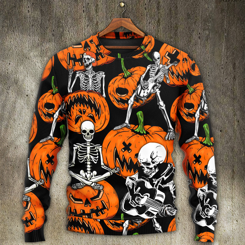 Halloween Skeleton Pumpkin Sweater For Alternative Outfits Seasonal Events And Everyday Comfort