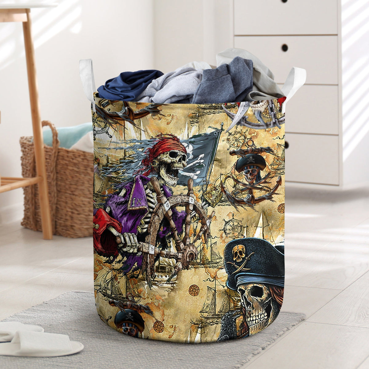 Skull Amazing Pirate Hunting Laundry Basket For Room Home Organizer