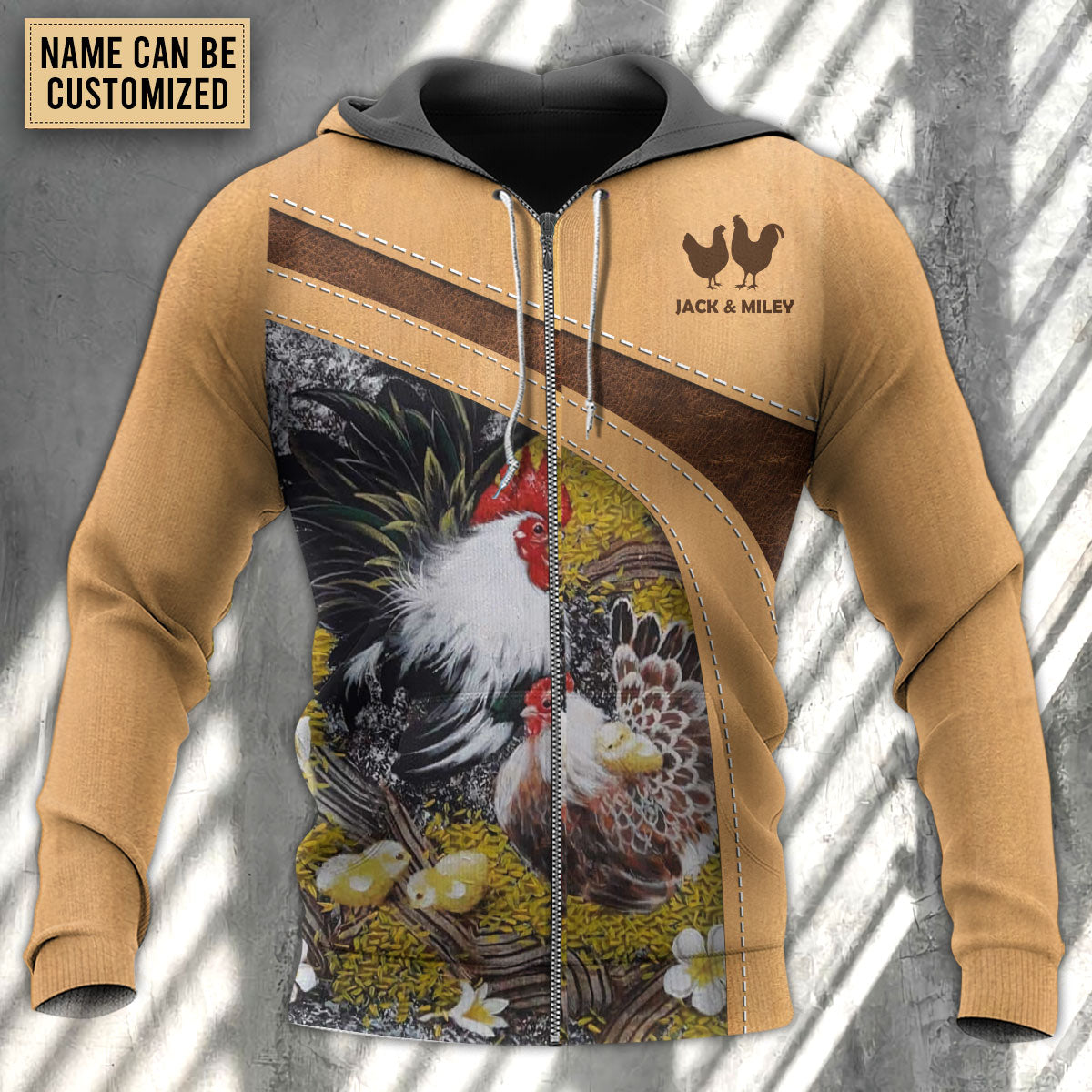 Old Rooster Chick Personalized Hoodie For Rustic Adventures Seasonal Travel And Gift Giving