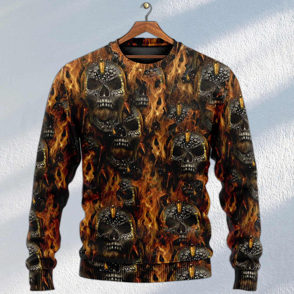 Skull Dark Fire Abstract Sweater For Alternative Outfits Seasonal Events And Everyday Comfort