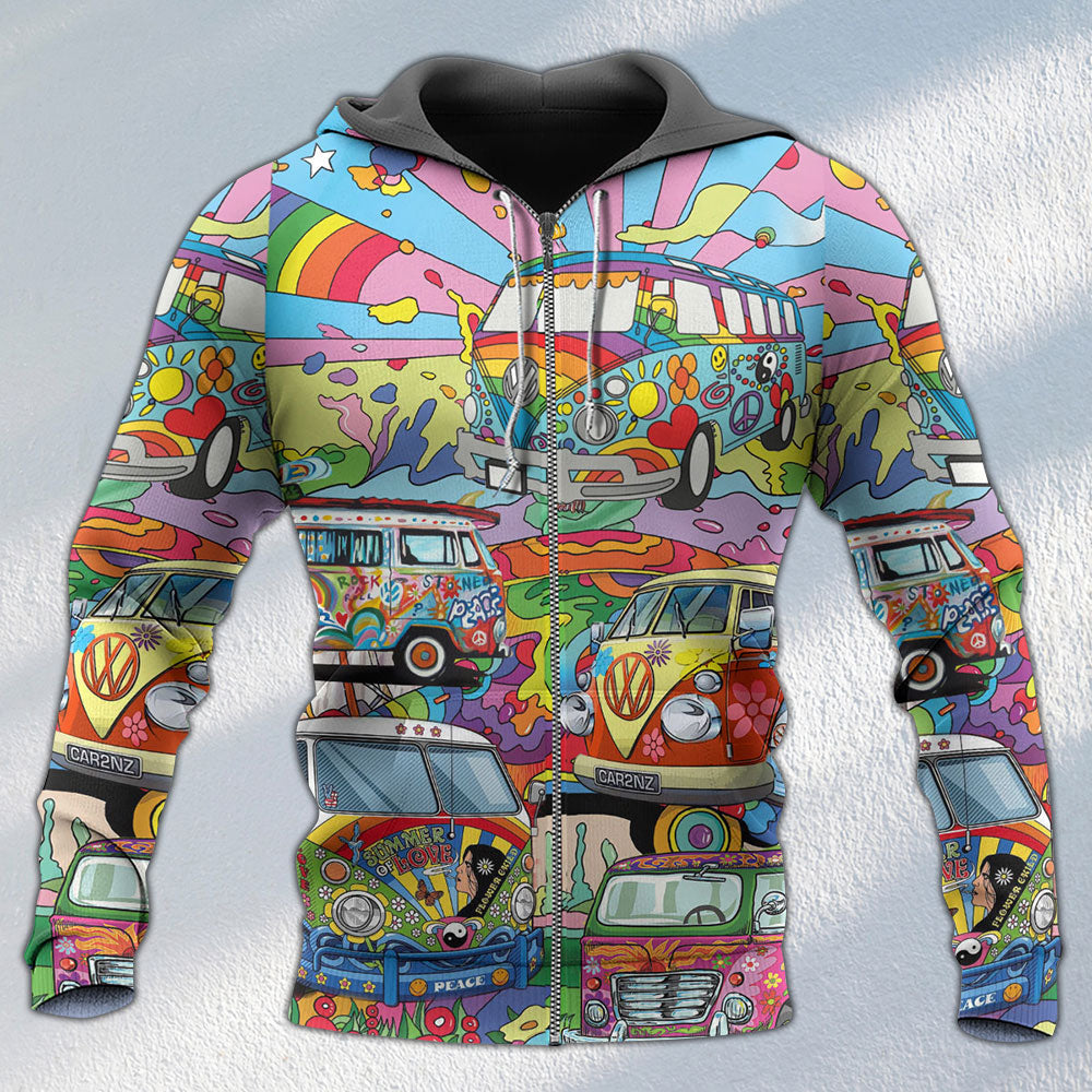 Hippie Colorful Van Peace Hoodie For Peaceful Casual Style Weekend Travel And Comfort