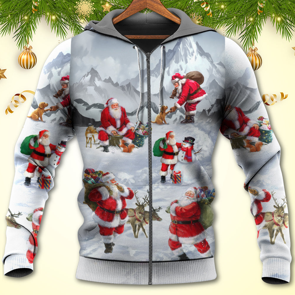 Christmas Santa Snow Mountain Hoodie For Festive Days Casual Adventures And Thoughtful Seasonal Gifting