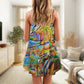 Hippie Bus Beach V-Neck Sleeveless Cami Dress For Beach Days Festivals And Comfortable Bohemian Outfits
