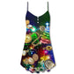 Watch Neon Merry Christmas V-Neck Sleeveless Cami Dress For Festivals Travel And Relaxed Casual Summer Wear