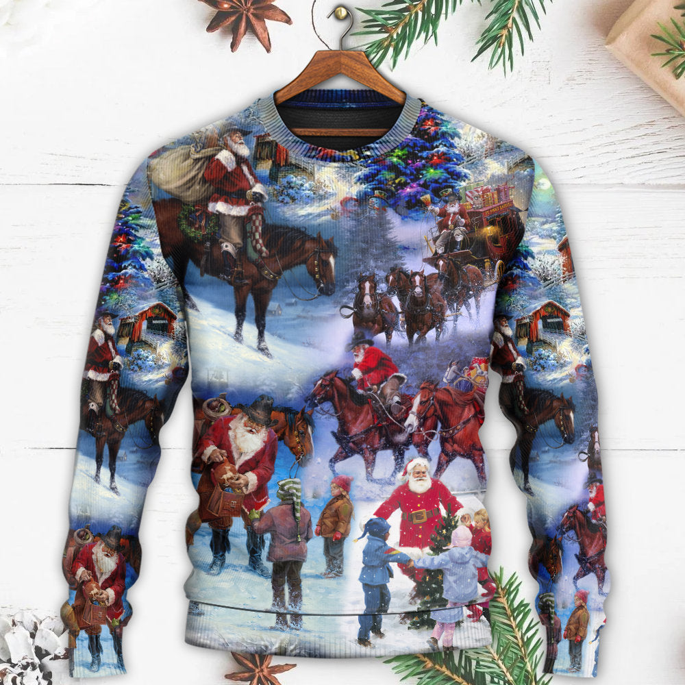 Christmas Santa Cowboy Children Sweater For Festive Events Weekend Outings And Comfortable Winter Style