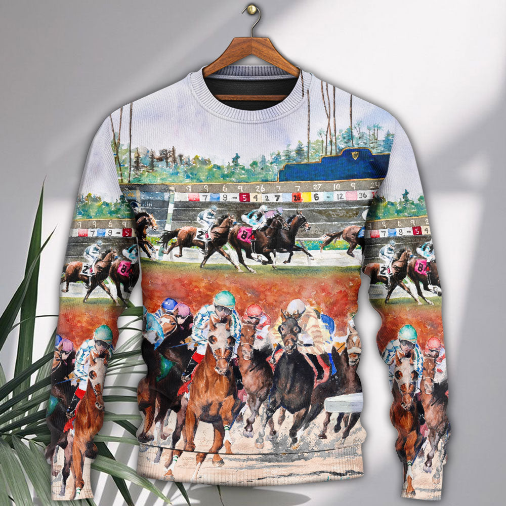 Horse Racing Wild Power Sweater For Casual Styling Weekend Outings And Creative Gift Giving