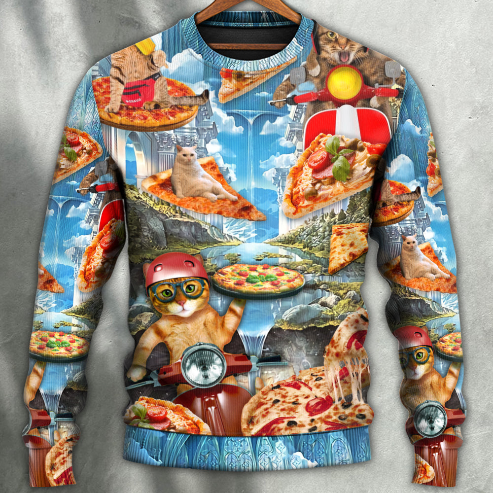 Funny Cat Pizza Sweater For Nature Inspired Fashion Events And Relaxed Everyday Comfort