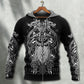 Viking Warrior Blood Pattern Hoodie For Norse Inspired Streetwear Outdoor Travel And Bold Everyday Style
