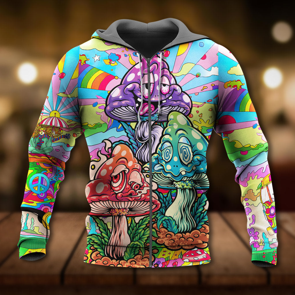 Hippie Happy Mushroom Life Hoodie For Bohemian Events Everyday Wear And Creative Gifting